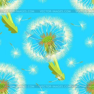 Бесшовный фон с цветком одуванчика - векторная иллюстрация