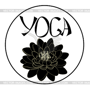 Logo yoga with lotus flower - vector image