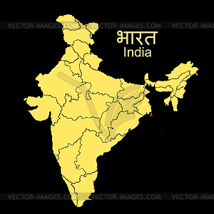 Map of division of indium states - vector image