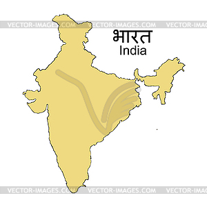 Map of silhouette india - vector clipart