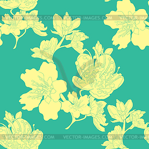 Seamless pattern flower of almond blossoms nut il - vector image