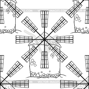 Seamless pattern stone mill coloring - vector image