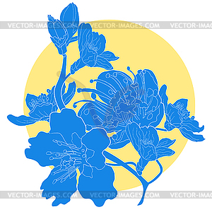 Silhouette flower of almond blossoms nut illustrat - vector image