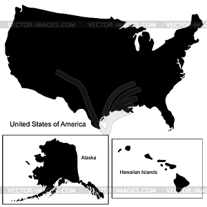 Silhouette united states of america map - vector clipart