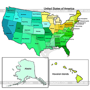 Соединенные Штаты Америки карта - векторный дизайн