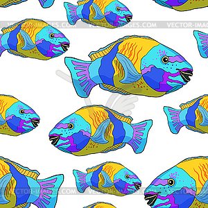 Seamless pattern Chlorurus bleekeri is Fish - vector image