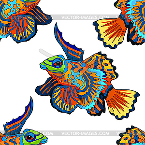 Seamless pattern Mandarin fish is Chinese perch. - vector clipart