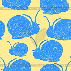 Seamless pattern insect snail gastropod mollusk. - vector clip art