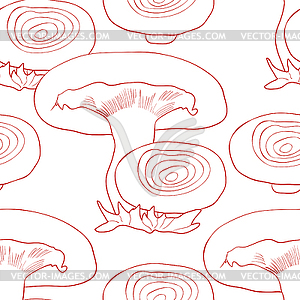 Seamless pattern natural mushrooms volnushki pink. - royalty-free vector clipart