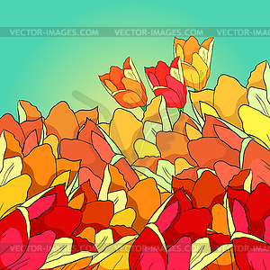 Is red tulip flower - vector image