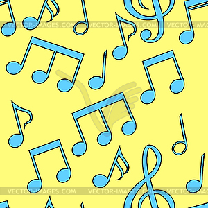 Бесшовный фон из музыкальных нот - изображение в векторном виде