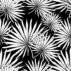 Seamless pattern natural tropical palm leaves. - stock vector clipart