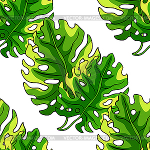 Seamless pattern natural tropical palm leaves. - vector clip art