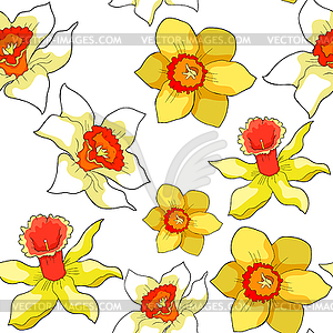 Seamless pattern is daffodil flower spring - vector image
