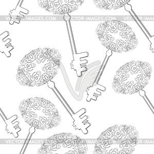 Seamless pattern coloring is key antique - vector clipart