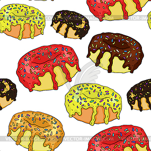 Seamless pattern sweet delicious donut pink. - vector clipart / vector image