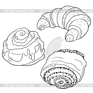 French croissant bun sweet - vector clipart