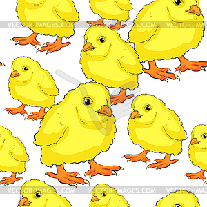 Бесшовные шаблон желтый цыпленок - клипарт в векторном виде
