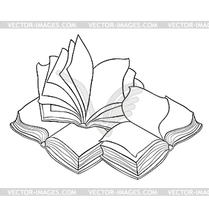 Book opened with pages - white & black vector clipart