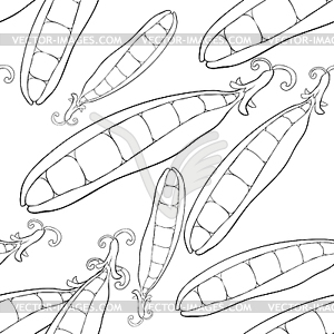 Бесшовные модели горох в стручок овощей природных. - клипарт в векторном формате