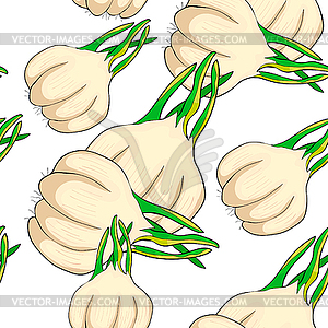 Seamless pattern is garlic vegetable - vector image