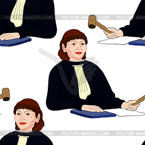 Seamless pattern Judge profession middle-aged - vector image