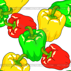 Seamless pattern Vegetable pepper is sweet - vector image