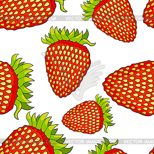 Seamless pattern strawberry berry natural ripe - vector clip art