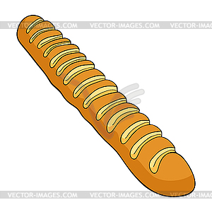 White bread baguette bakery product - royalty-free vector clipart