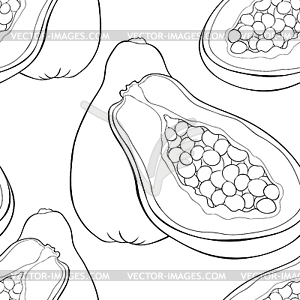 Бесшовные модели Таиланд экзотические фрукты папайя. - векторное изображение клипарта