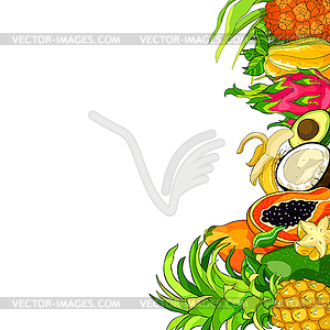 Exotic fruits pandan banana avocado coconut papaya - vector clipart