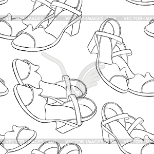 Seamless pattern shoes for summer women`s sandals. - vector clip art