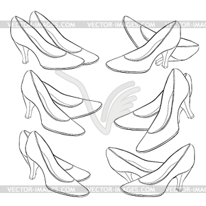 Shoes for girls, women on heels - vector clipart