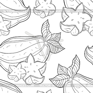 Seamless pattern exotic tropical fruit star - vector image