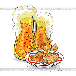 Drink with foam and bubbles in glass of beer. - vector clipart