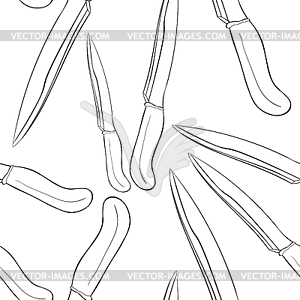 Seamless pattern knife for cutting food with - white & black vector clipart