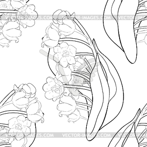 Seamless pattern flower lily of valley - vector clipart / vector image