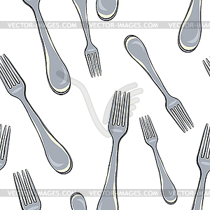 Seamless pattern cutlery fork for food - vector clipart