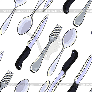 Seamless pattern cutlery spoon fork knife - vector clipart
