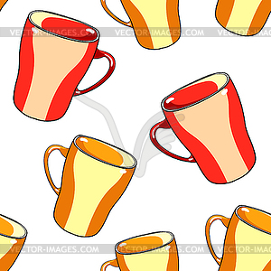 Seamless pattern tableware mug cup with handle. - vector image