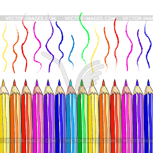 Stationery for drawing colored pencils - vector clip art