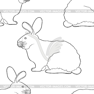 Seamless pattern home pet Californian rabbit. - vector clip art