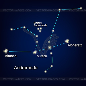 Созвездие Андромеды на фоне неба - клипарт в векторе
