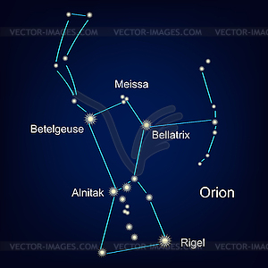 Созвездие охотника ориона на фоне неба - изображение в векторе