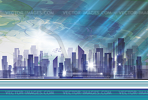 Городской фон со зданиями - изображение в векторе / векторный клипарт