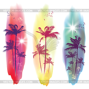 Palm trees at sunset - vector image