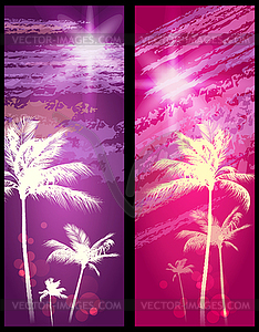 Palm trees at sunset - vector image