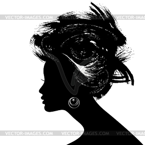 Woman Hair style silhouette - vector clipart