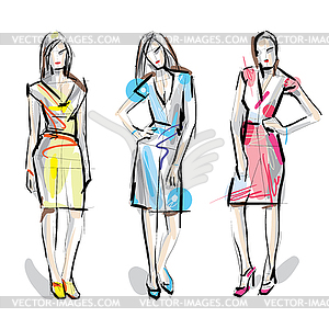 Fashion models. Sketch - vector clipart