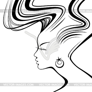 Woman Hair style silhouette - vector clip art